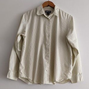 Lands' End Green and Brown Striped Button Down Size 14